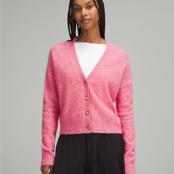 lululemon athletica Sweaters - Lululemon Athletica Alpaca Wool Blend Heathered Chroma Pink Cardigan Sweater